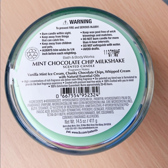BBW Mint Chocolate chip Milkshake candle - Picture 5 of 10